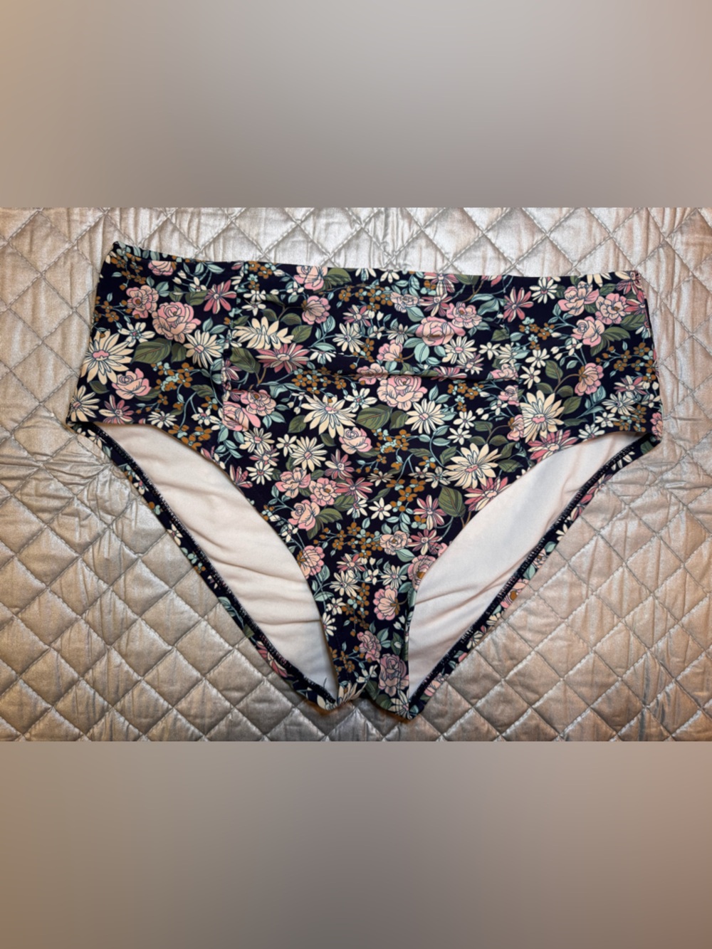 LIKE NEW Kona Sol High Rise Pink Blue Green Floral Swim Bottoms